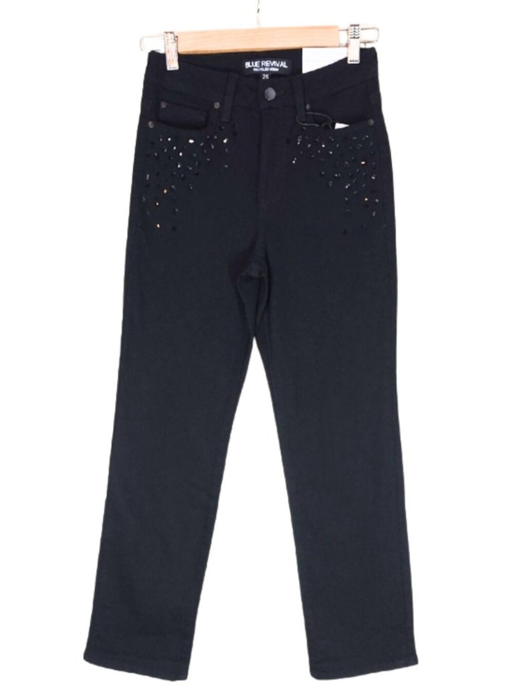 NWT Blue Revival Teresa Crystal Embellished High Rise Straight Leg Jeans Sz 25